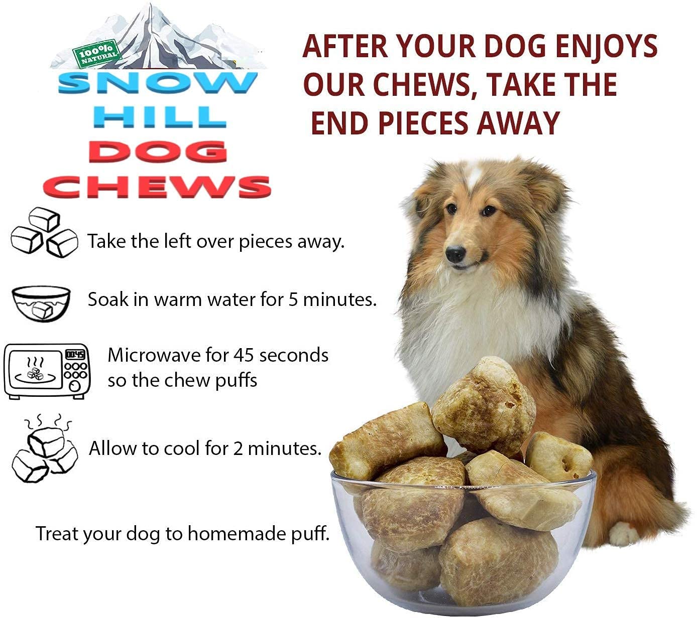 Snow Hill Himalayan Yak Cheese Dog Chews XXL served ready for dogs, grain-free and natural.