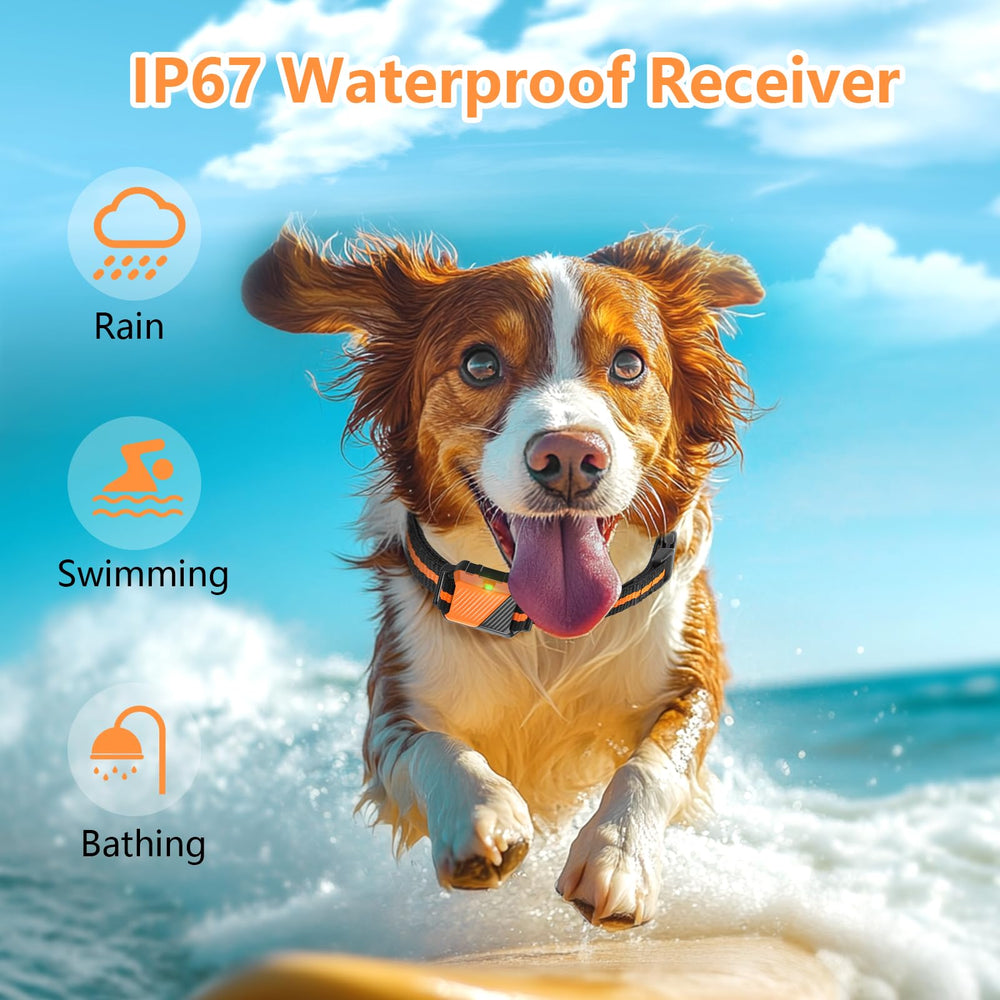 Snsng shock collar IP67 waterproof receiver stands up to rain during outdoor sessions