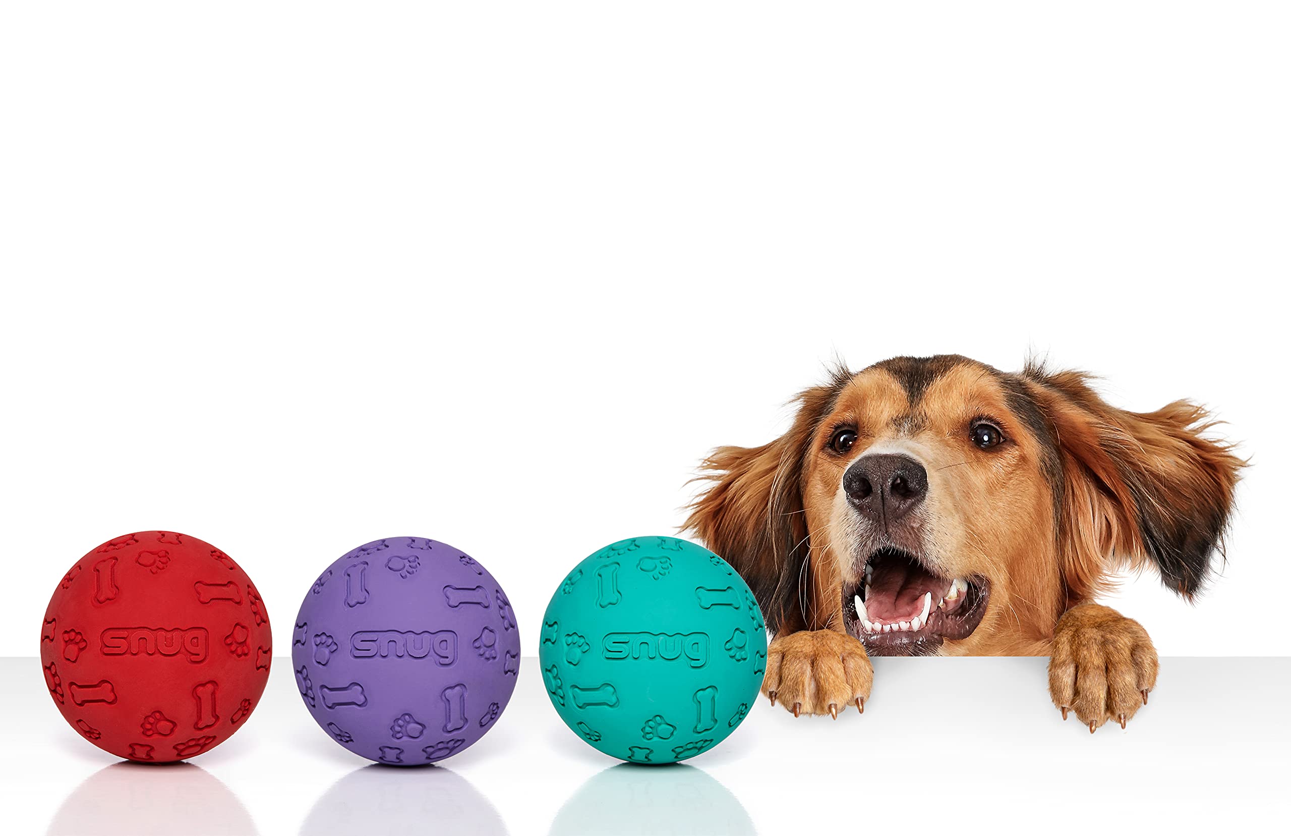 Snug rubber dog ball tennis-size six-and-a-half-centimeter for standard launcher compatibility.