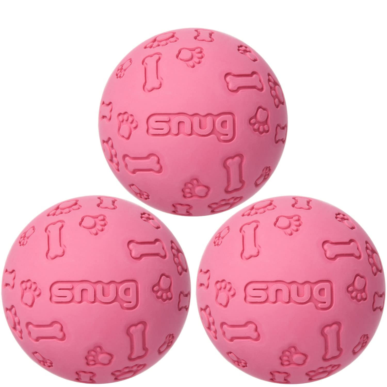 Snug rubber dog balls pink launcher-compatible with standard ball throwers