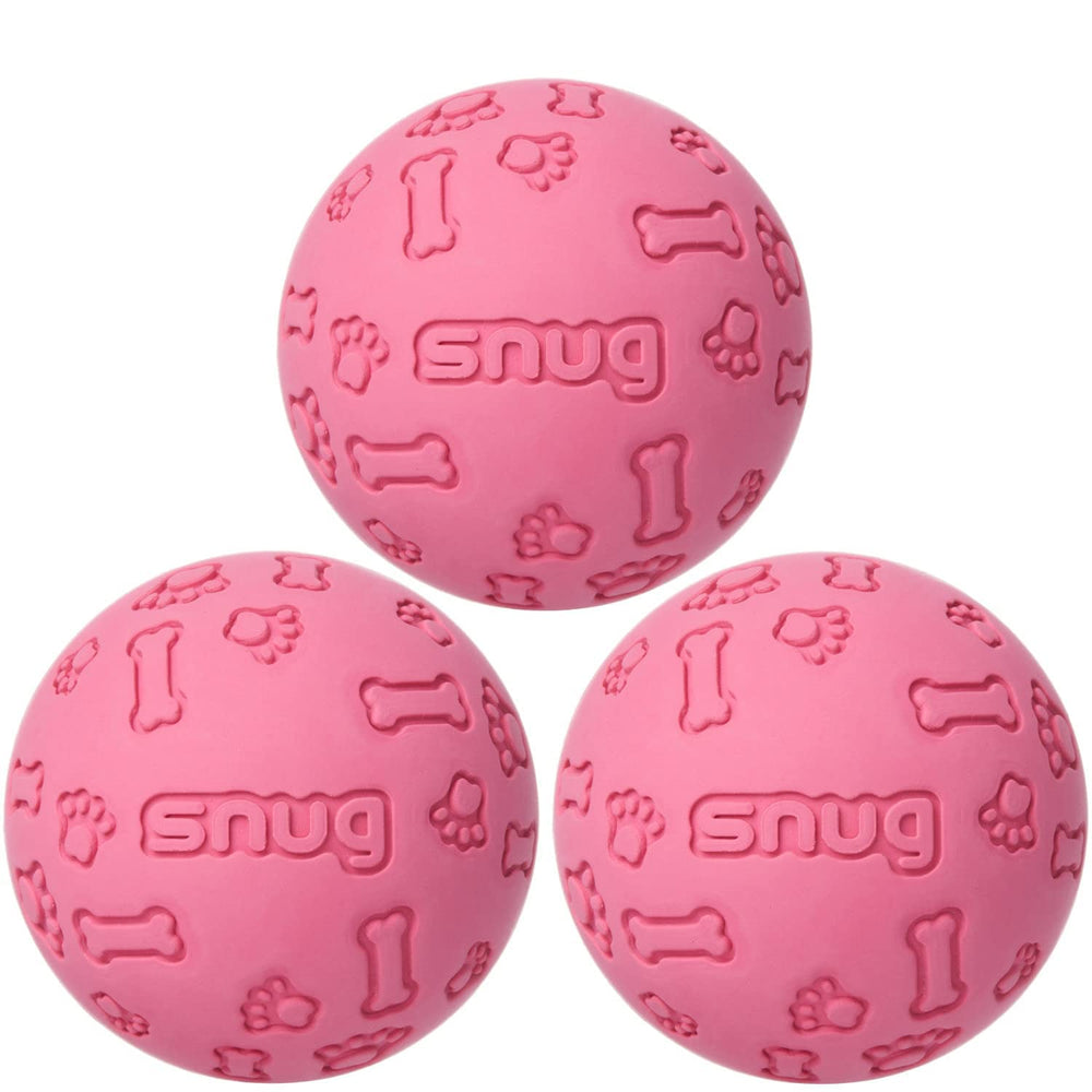 Snug rubber dog balls pink launcher-compatible with standard ball throwers