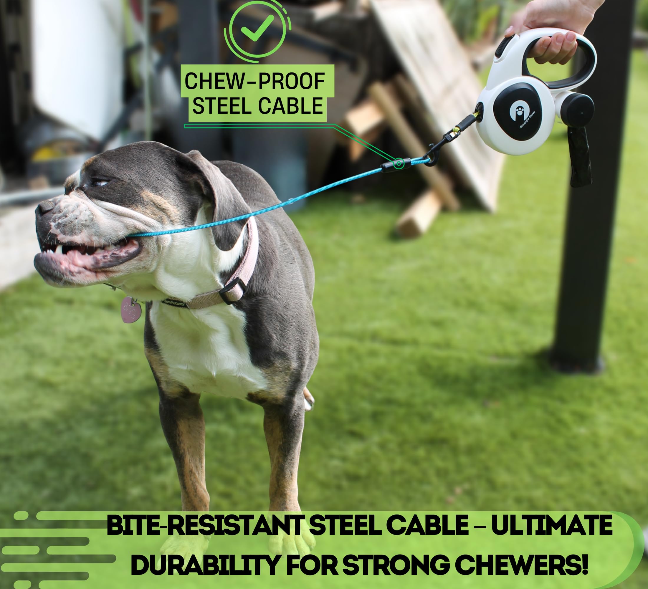 Snuggle Paws ergonomic handle provides cushioned grip for long daily strolls.