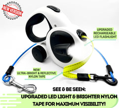 Snuggle Paws LED flashlight in use improves visibility during evening dog walks.