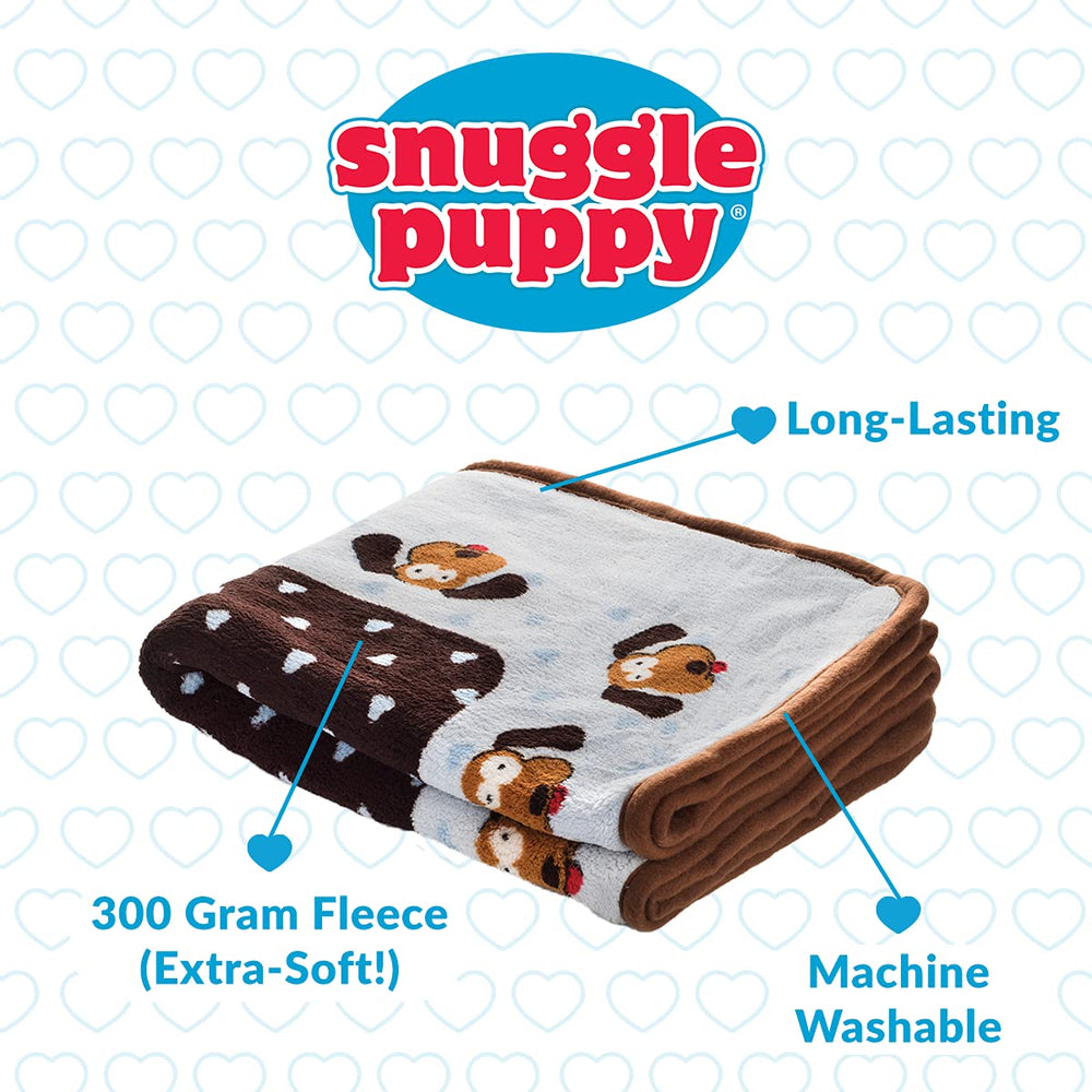 Snuggle Puppy blanket machine-washable blue keeps cleaning simple for busy homes.