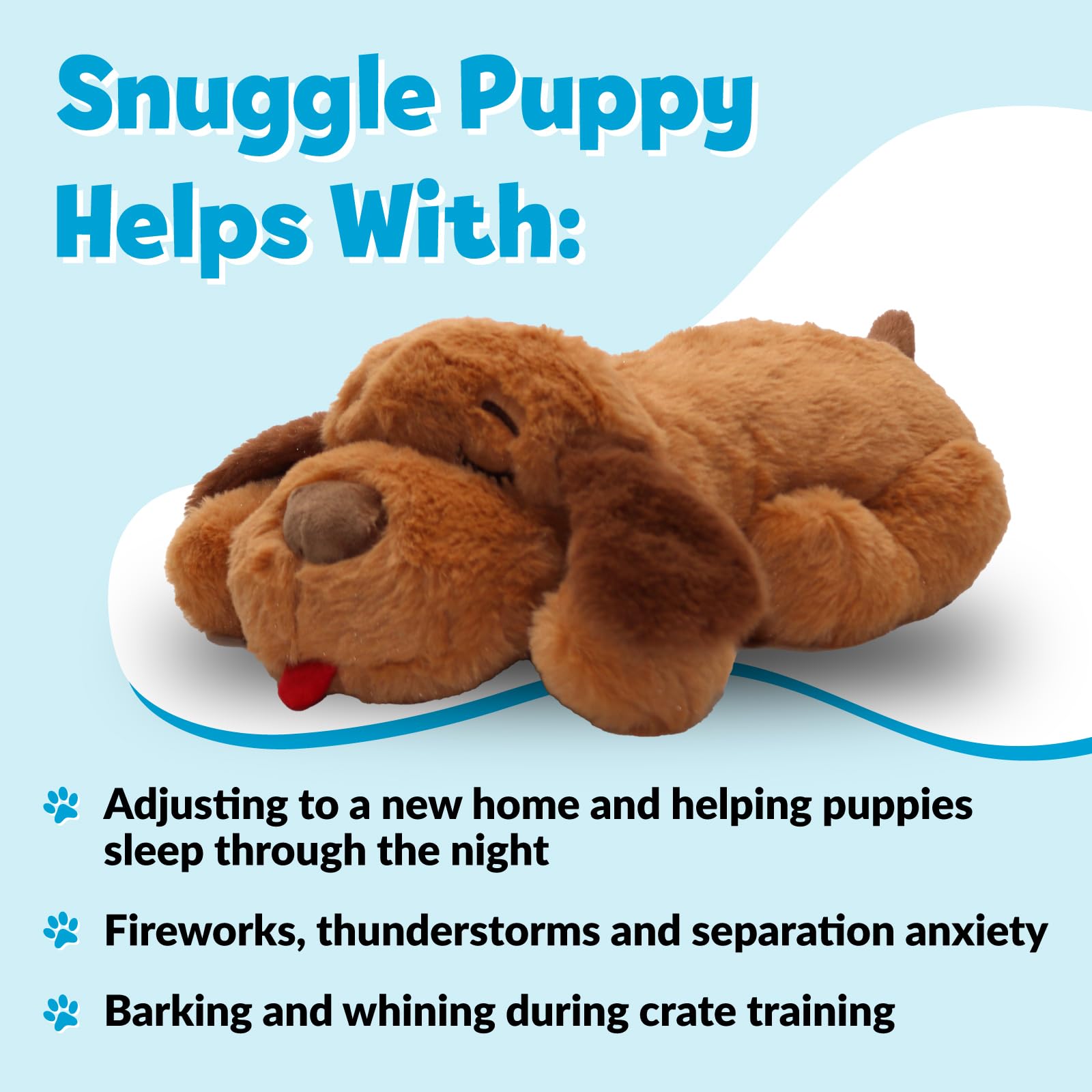 Snuggle Puppy durable dog toy shot showing long-lasting durability for daily cuddles.