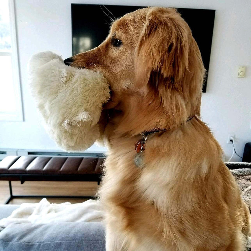 Snuggle Puppy heartbeat real-feel pulse close-up highlights soothing aid for anxious dogs.