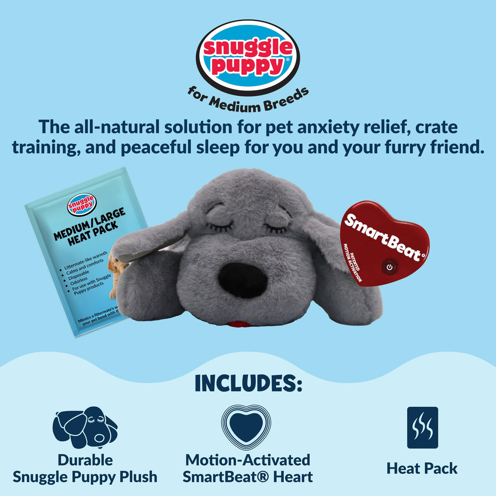Snuggle Puppy heat pack removable feature in use for comforting warmth.