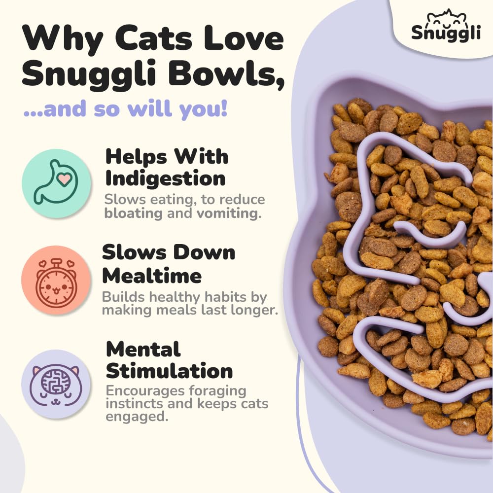 Snuggli slow feeder cat bowl dishwasher safe design for easy cleaning
