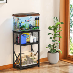Snughome three-tier stand side view highlights accessible shelves for nets and conditioners.