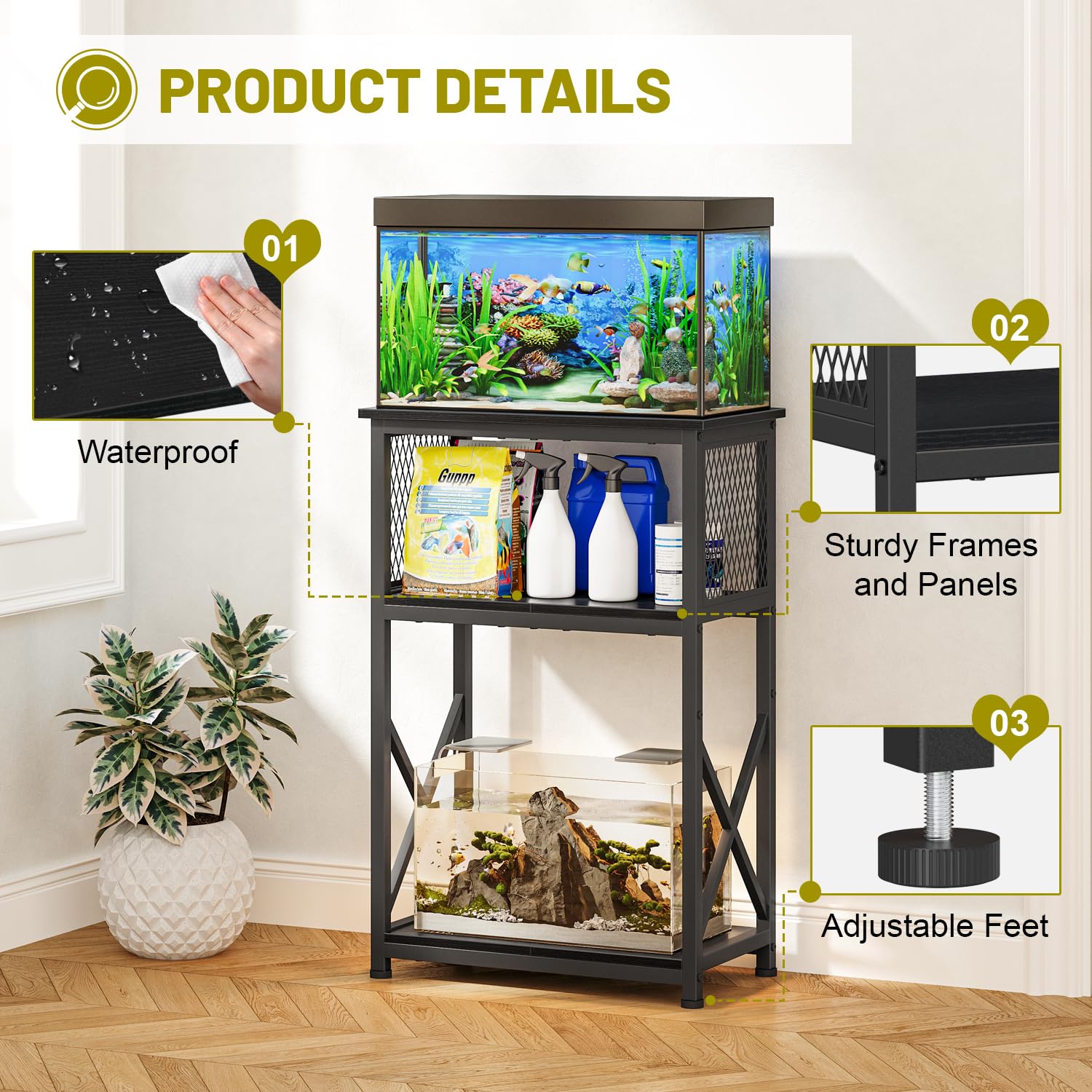 Snughome assembly guide image emphasizes quick, straightforward setup for busy aquarists.
