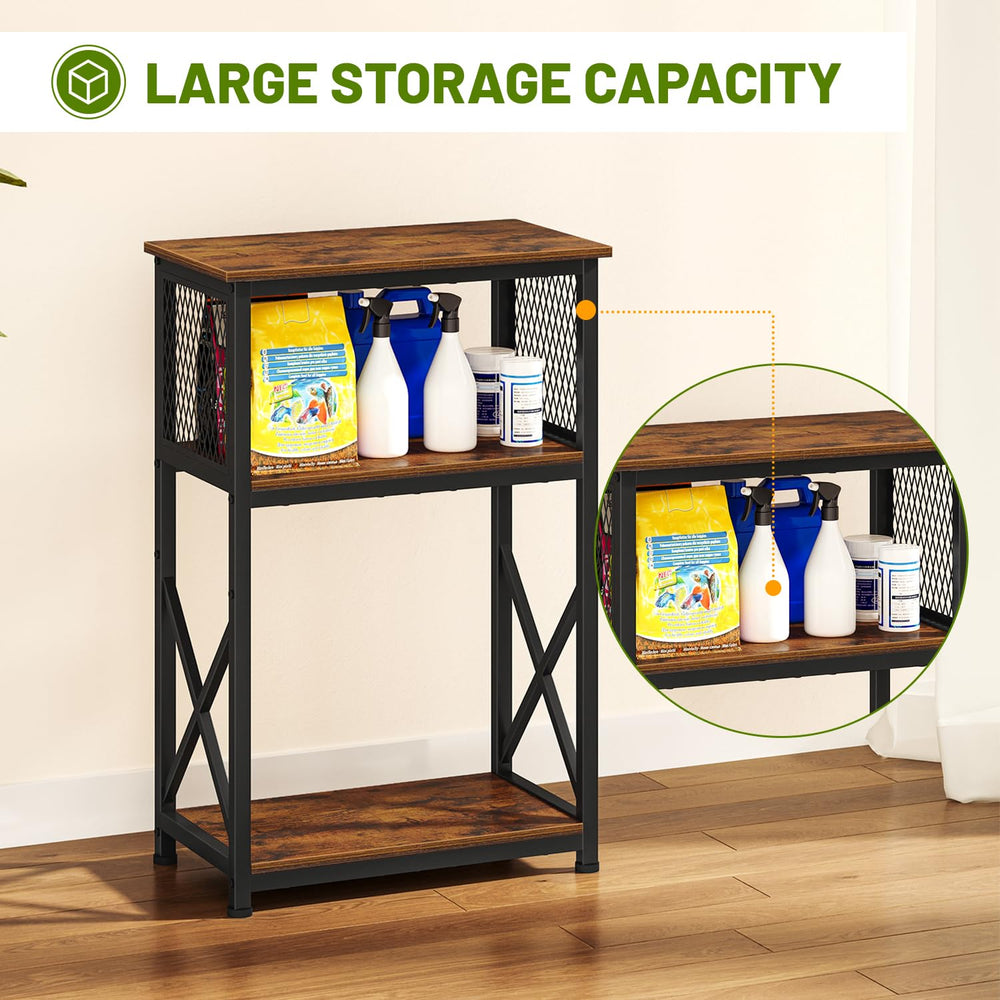 Snughome aquarium stand detail of metal and wood finish in rustic brown