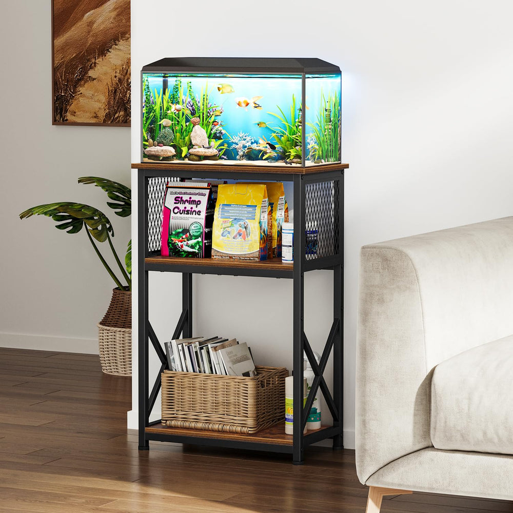 Snughome aquarium stand side view highlighting stable, moisture-resistant construction