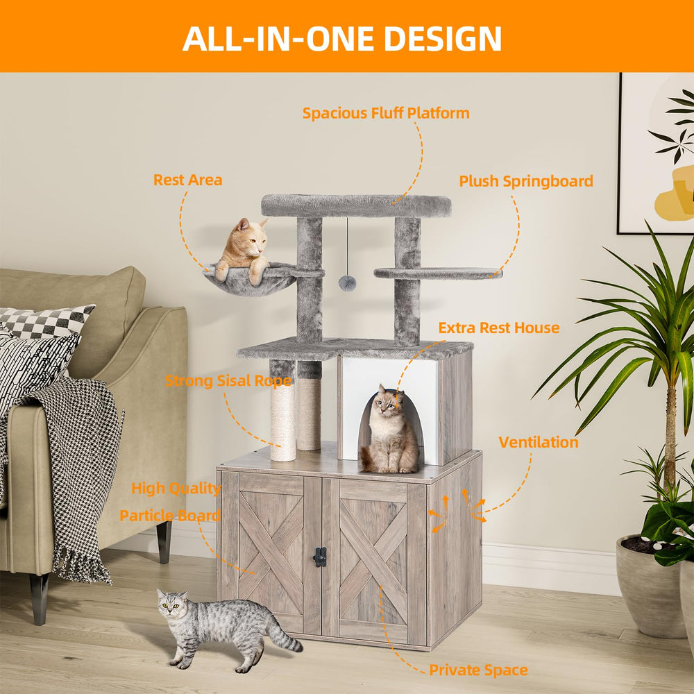 Snughome cat litter box enclosure left door right vents promote airflow and calm ambiance