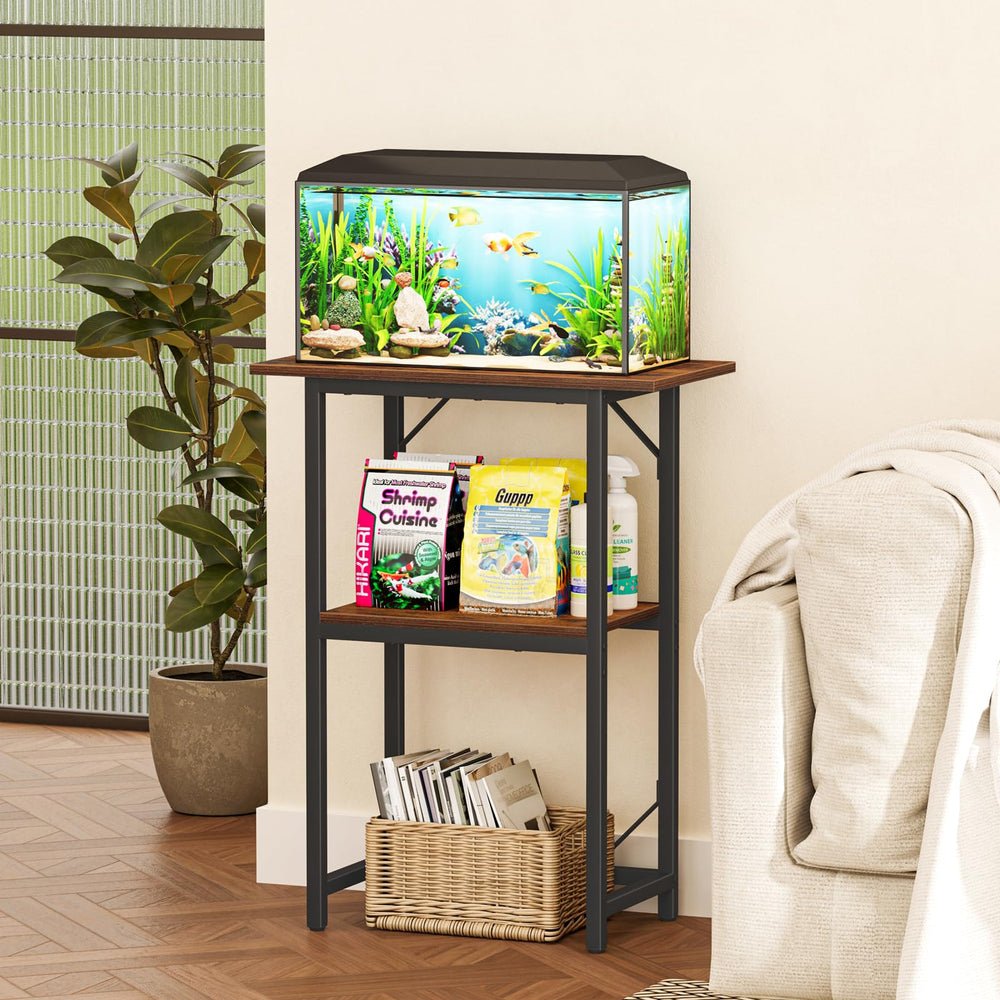 Snughome fish tank stand side view highlighting sleek profile and space efficiency