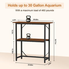 Snughome fish tank stand two-tier storage emphasizes organized essentials.