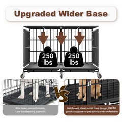 Snuowu durable dog crate metal base highlighting stability and easy cleaning