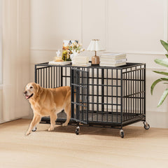 Snuowu indestructible dog crate with front door lock for secure entry