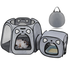 SNUVID portable cat playpen folded for easy storage and transport.