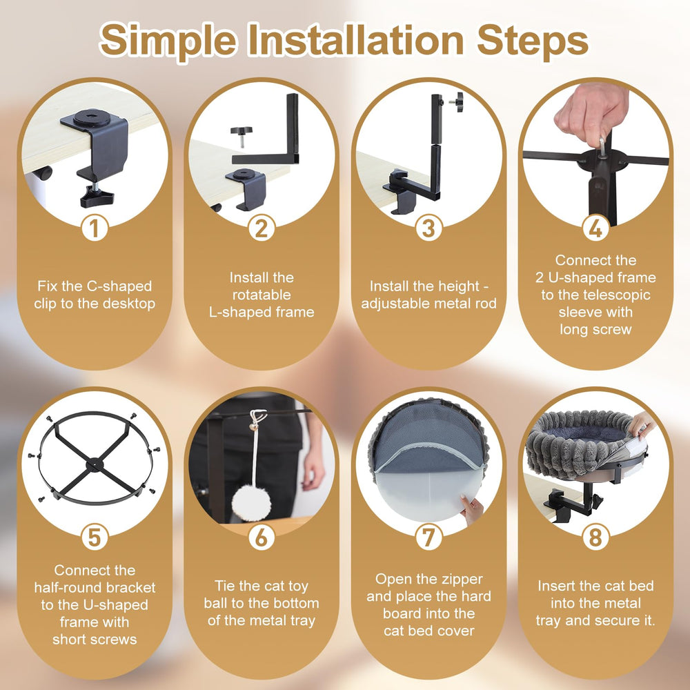 SoakSea cat bed for desk non-slip pads ensure desk stability during use