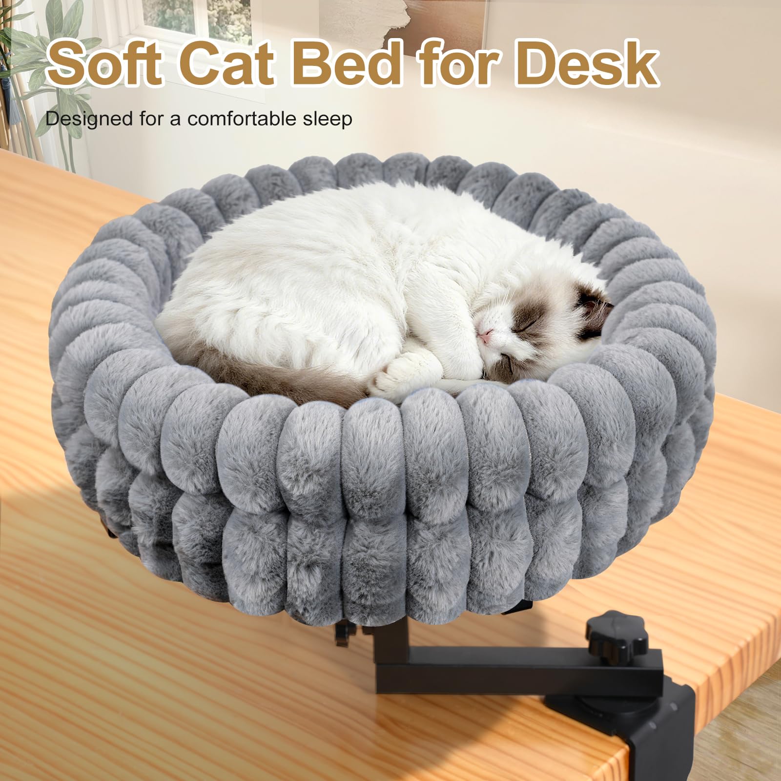 SoakSea cat bed for desk plush surface creates a warm nap spot beside your workspace