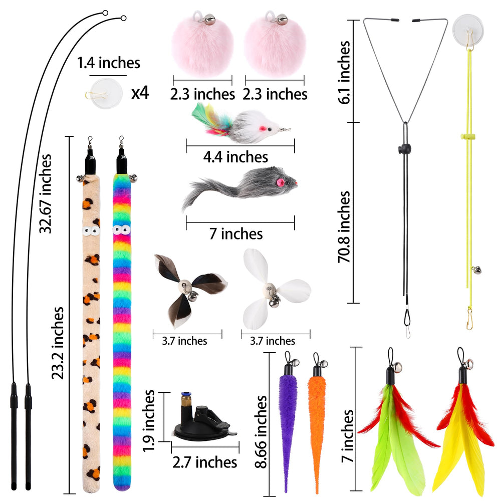Soarer long worm toys in bright colors engage chasing and exploration.