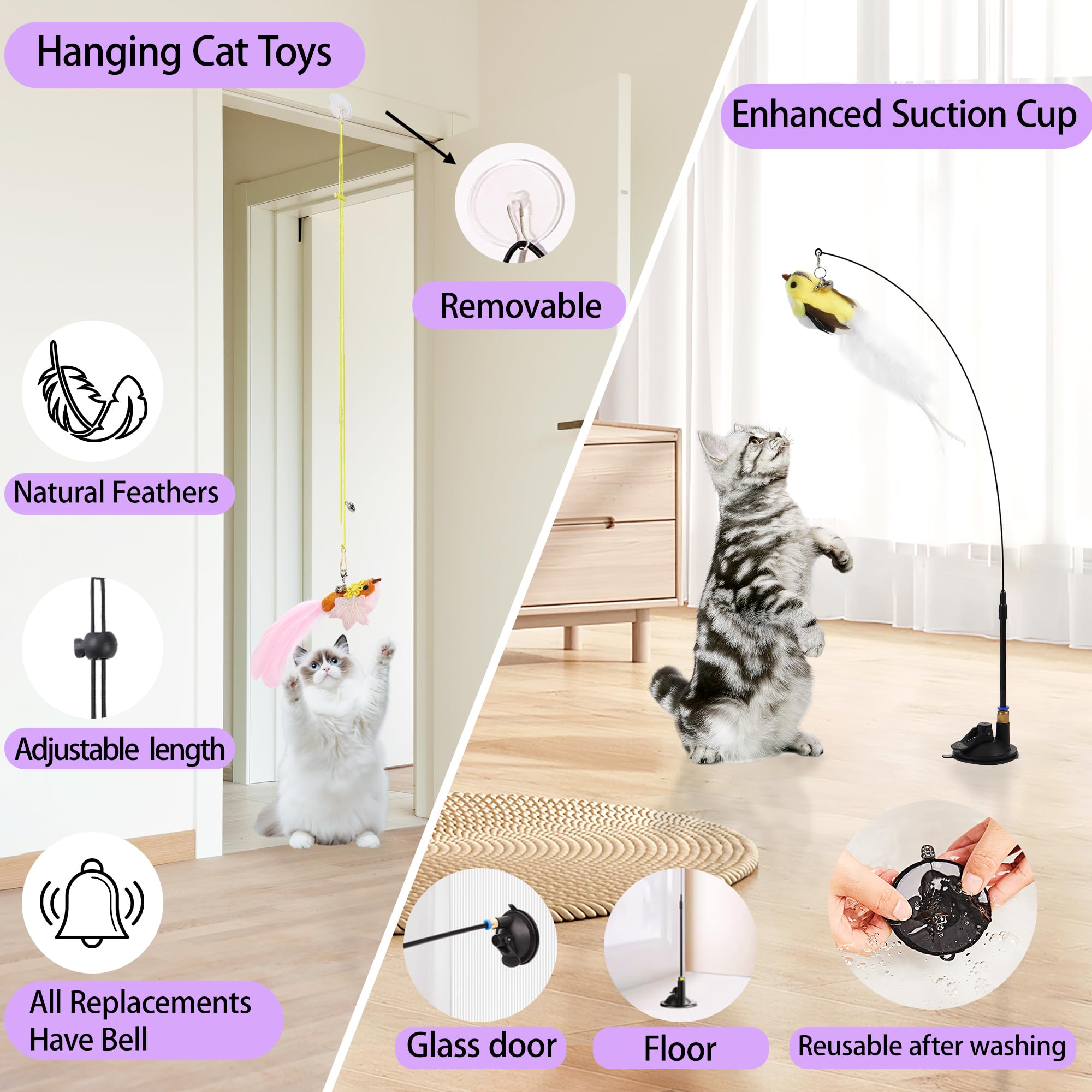 Soarer wooden cat wand with sturdy handle for interactive playtime.