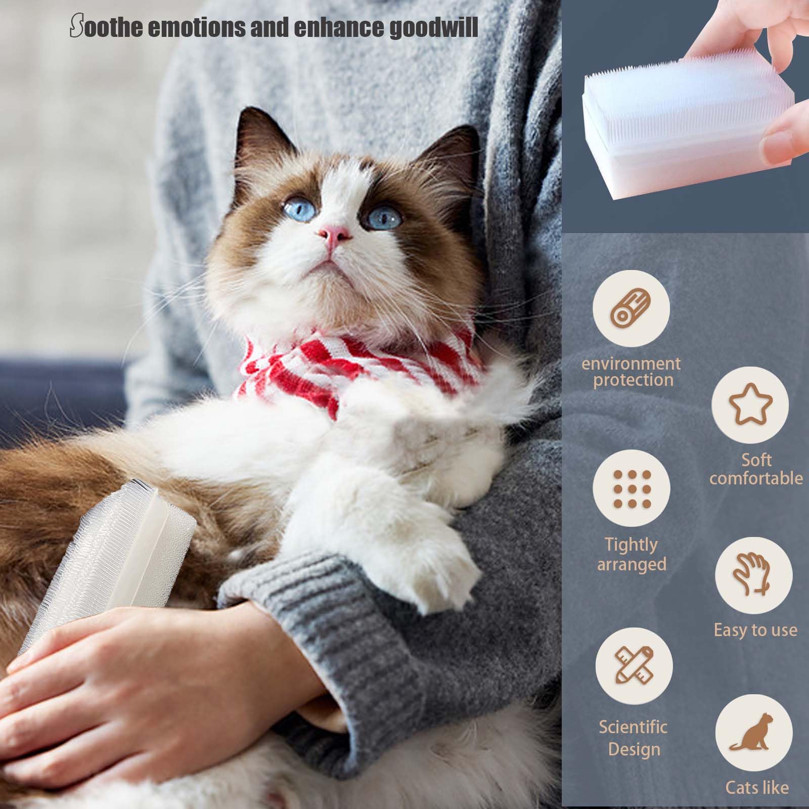 SoarExcelyy cat brush with 1300 serrations delivers gentle, calming strokes.