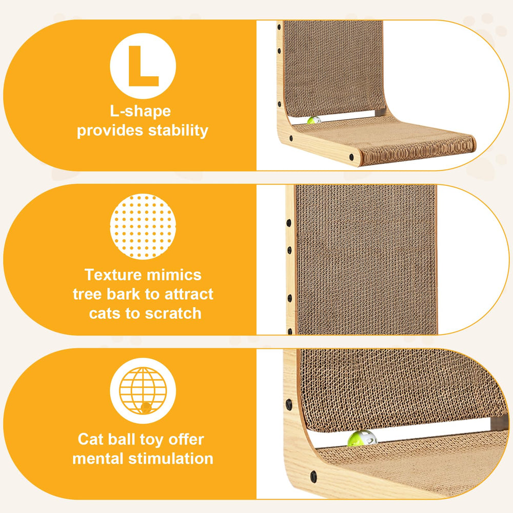 SOCATER Cat Scratcher L Shape 26.8-inch close-up shows corrugated texture for satisfying scratching