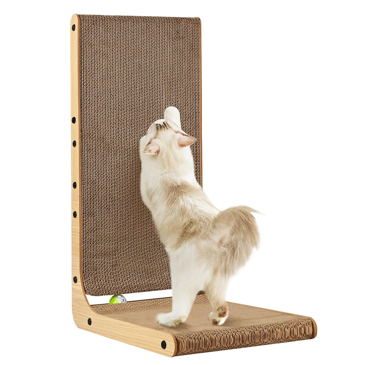 SOCATER Cat Scratcher L Shape 26.8-inch side view shows sturdy base for vigorous scratching