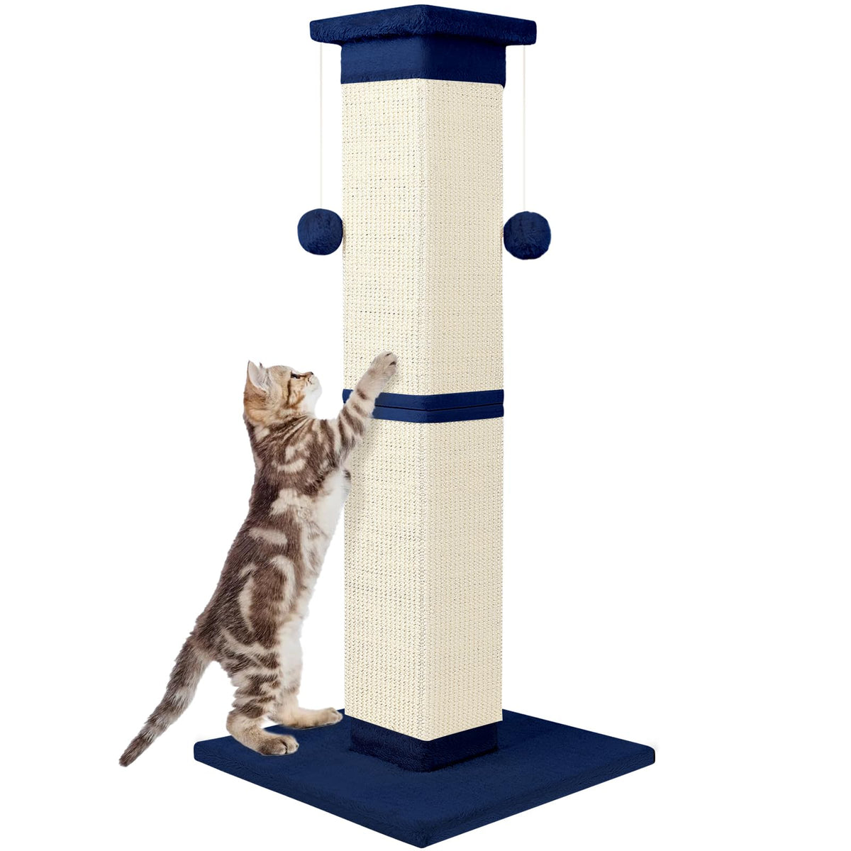 SOCATER cat scratching post 33 inch nature sisal vertical scratching space for indoor cats