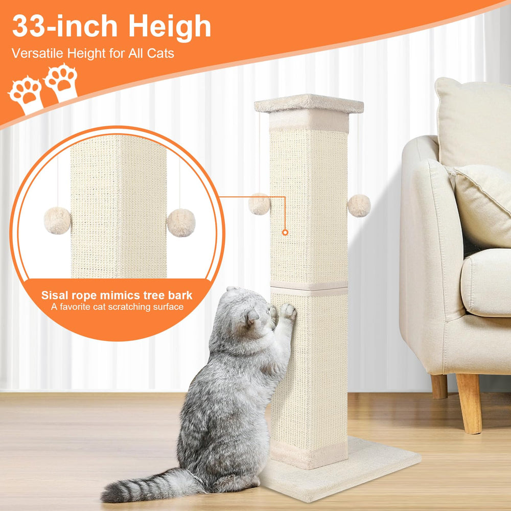 SOCATER 33-inch indoor cat scratcher helps protect furniture while entertaining cats