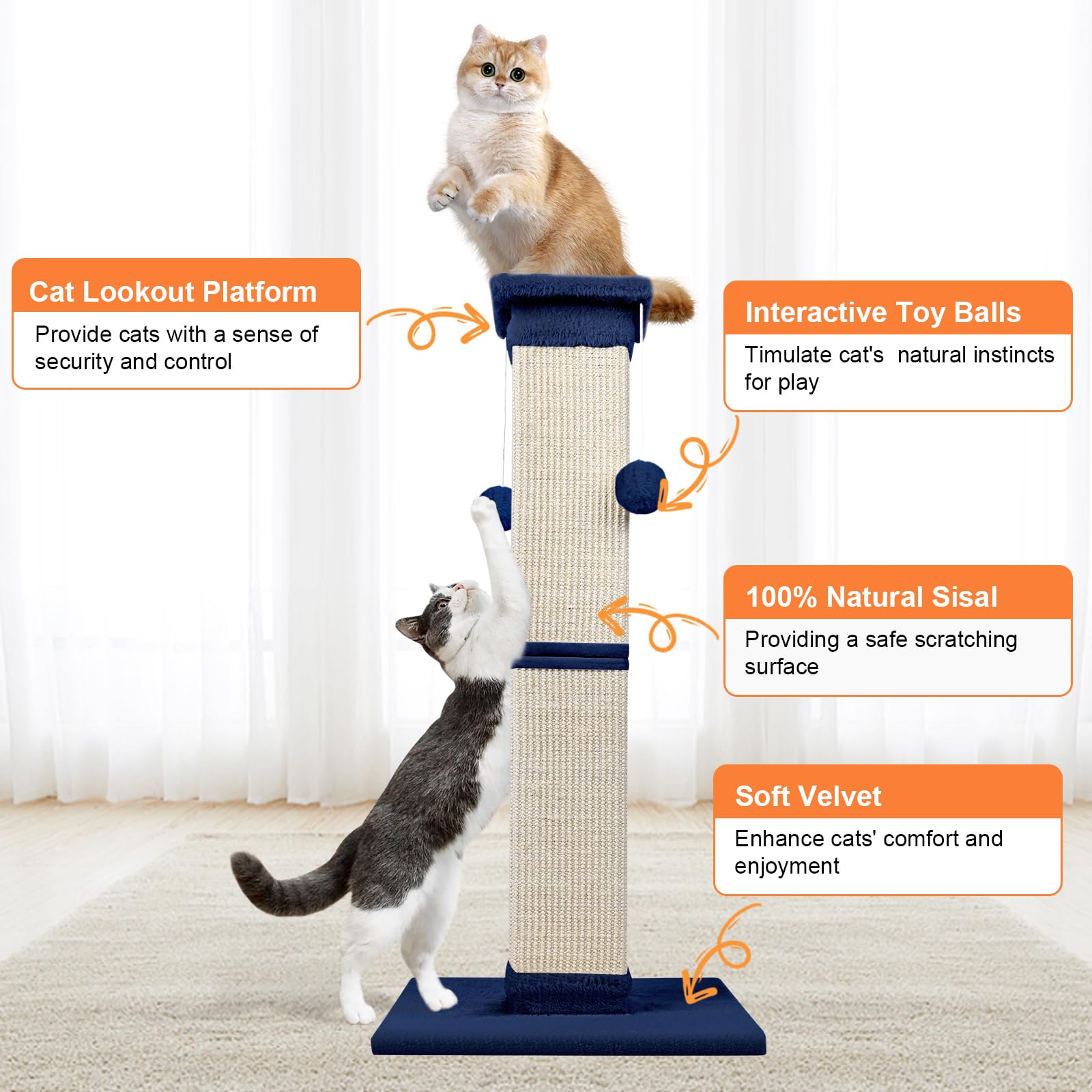 SOCATER wide scratching area highlights five inch posts for generous surface
