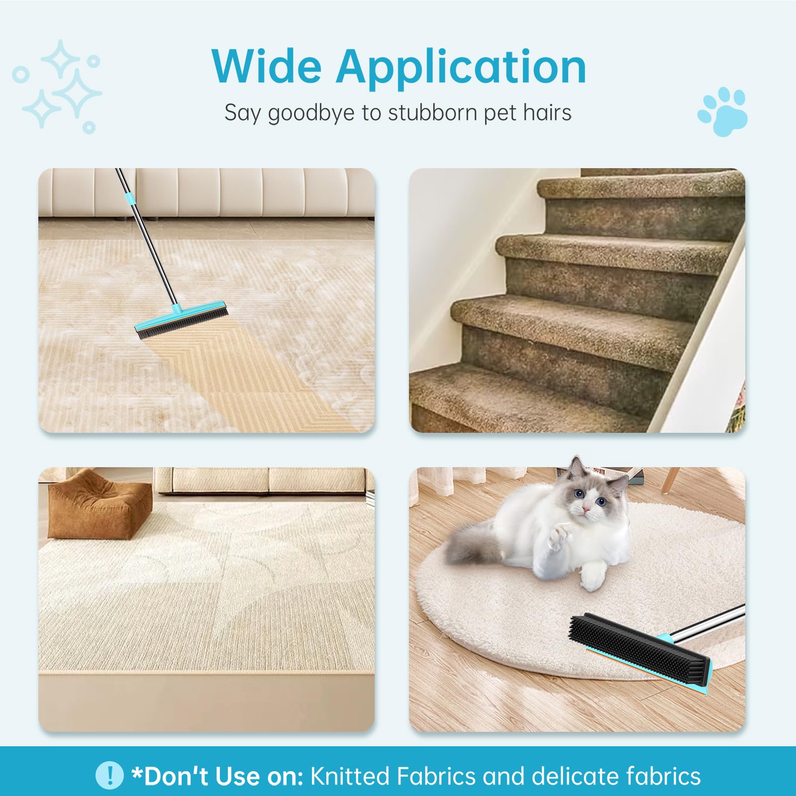 SOCCSO Carpet Rake stainless-steel poles provide durable, long-lasting performance.