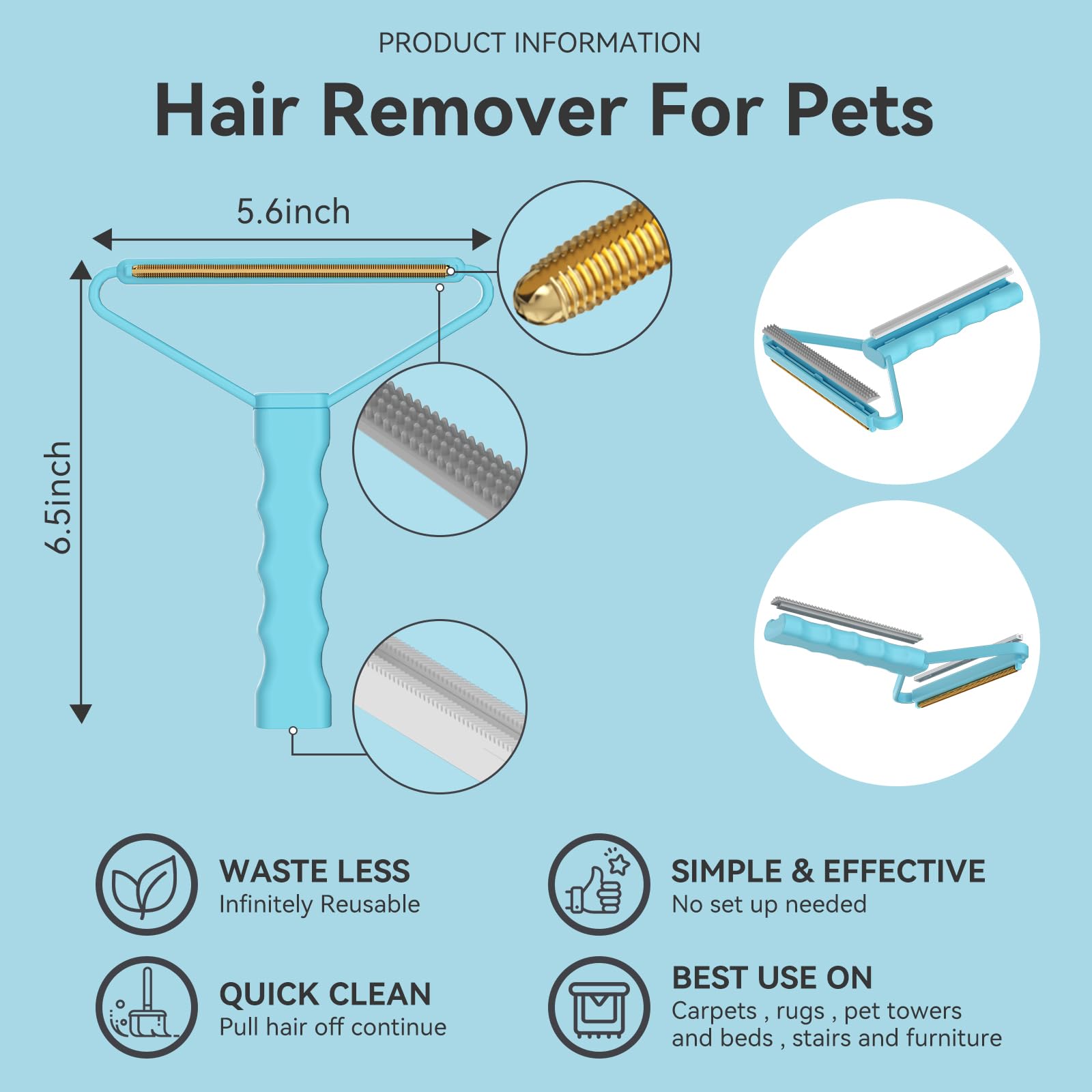 SOCCSO Carpet Rake gentle on fabrics while removing stubborn lint.