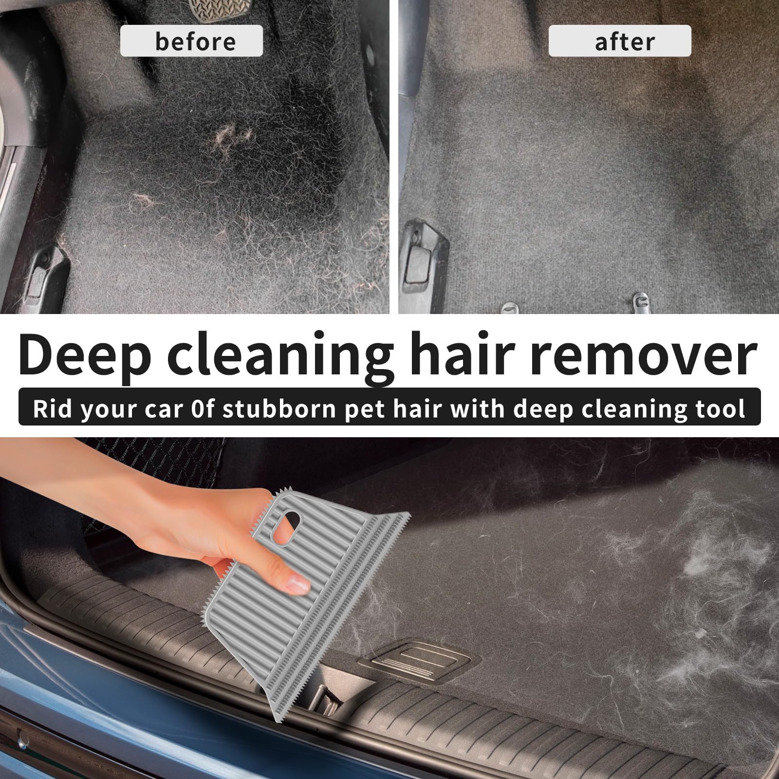 SOCCSO Easy glide action removes embedded fur from carpet surfaces