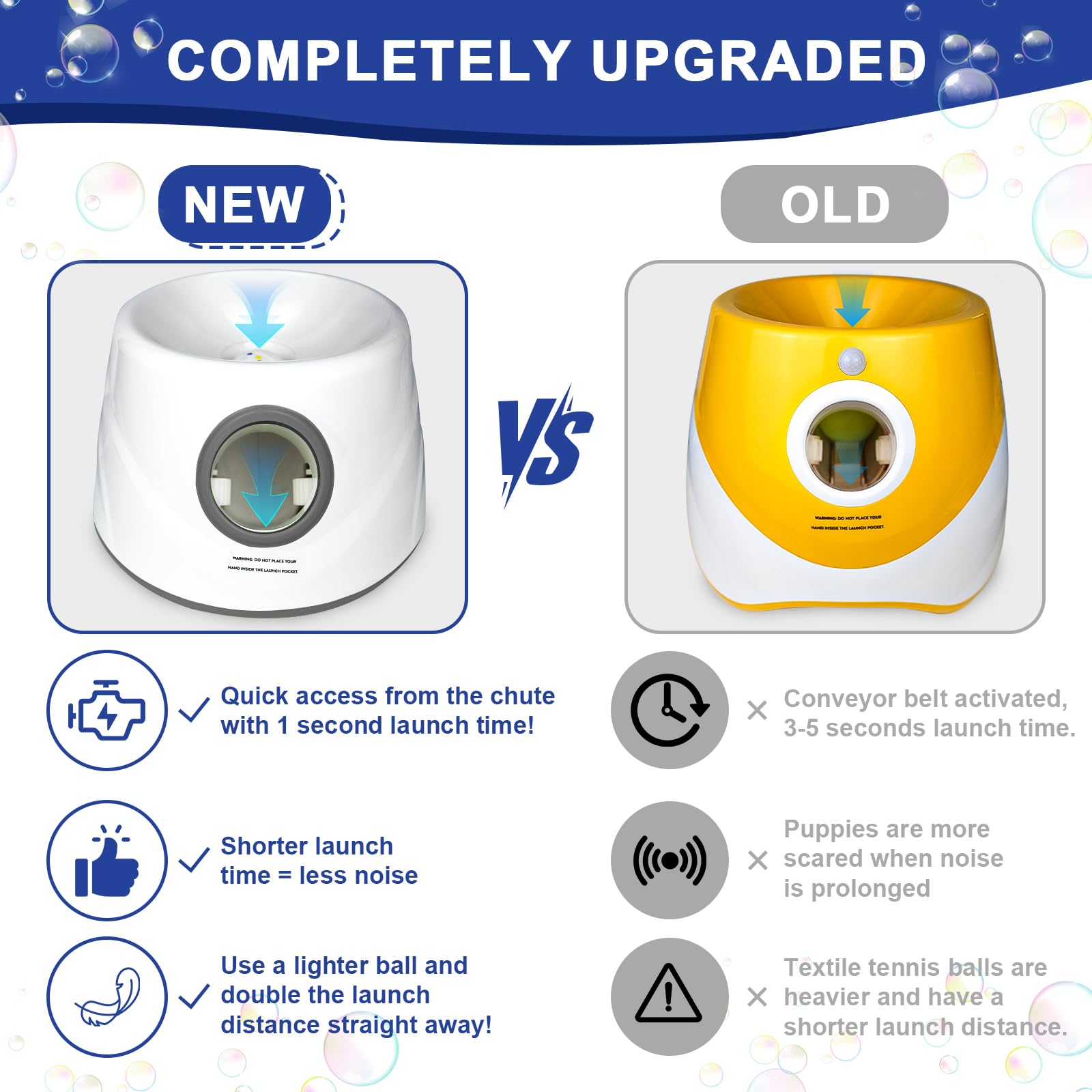 SOCO ball launcher side profile displays portable footprint ideal for small spaces.