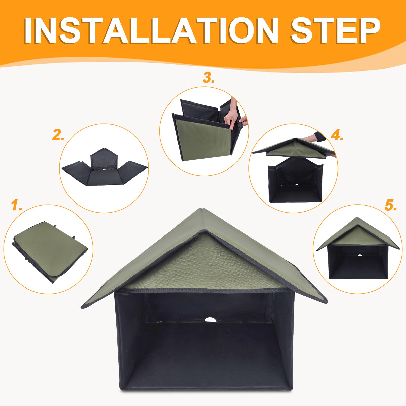 SoeKoa waterproof pet shelter protects water and food during wet weather.