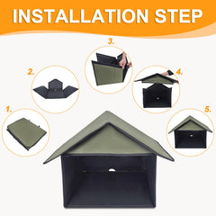 SoeKoa waterproof pet shelter protects water and food during wet weather.