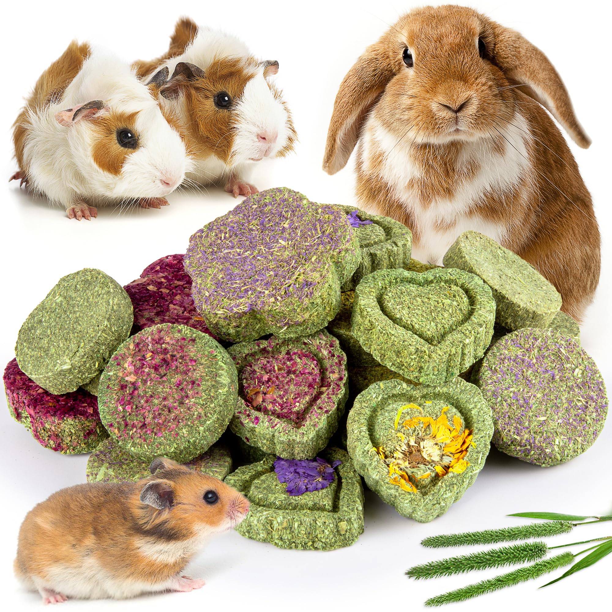 Sofier original timothy hay cakes hanging as chew toy for small pets