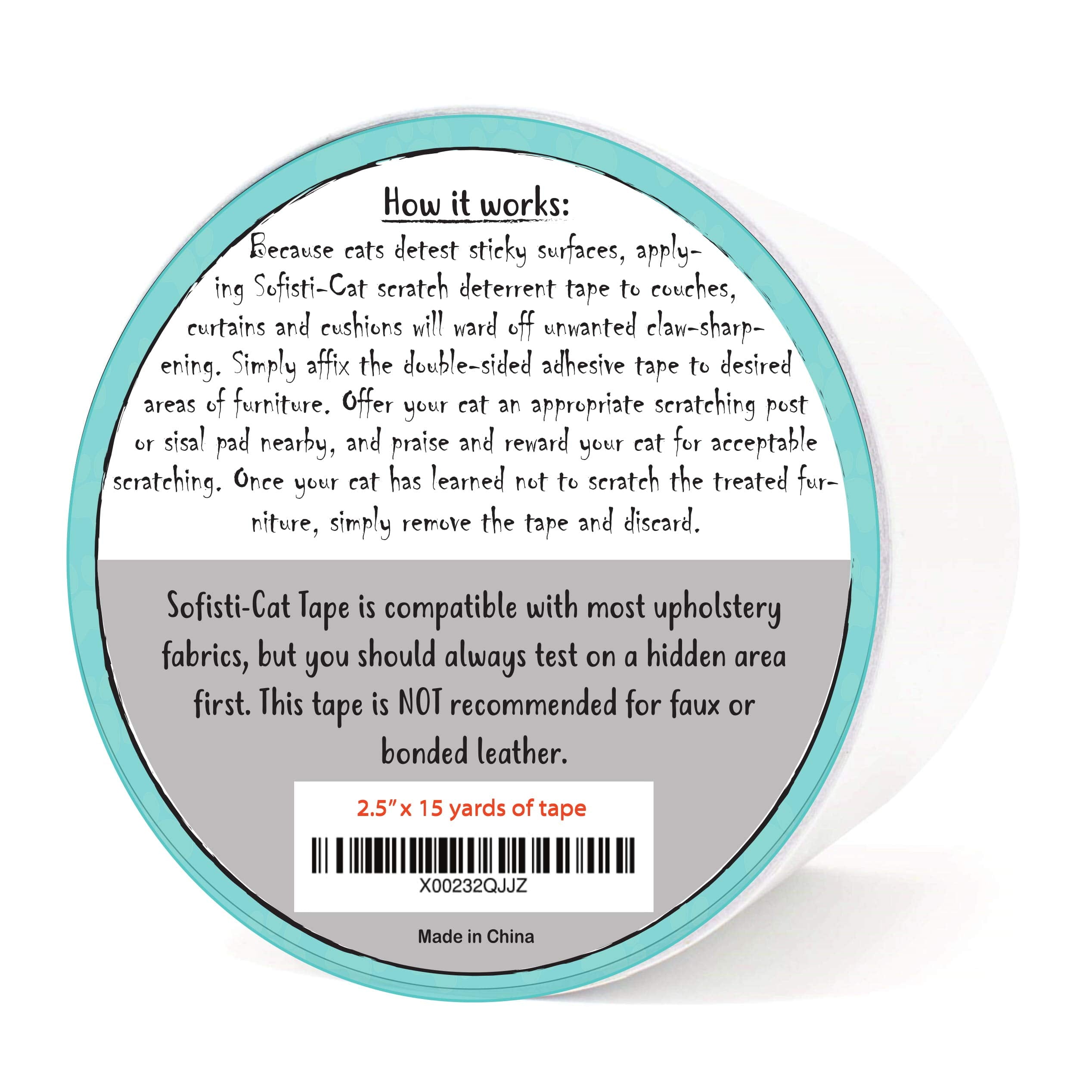 Sofisti-Cat furniture protection clear application—discreet deterrence on a sofa.