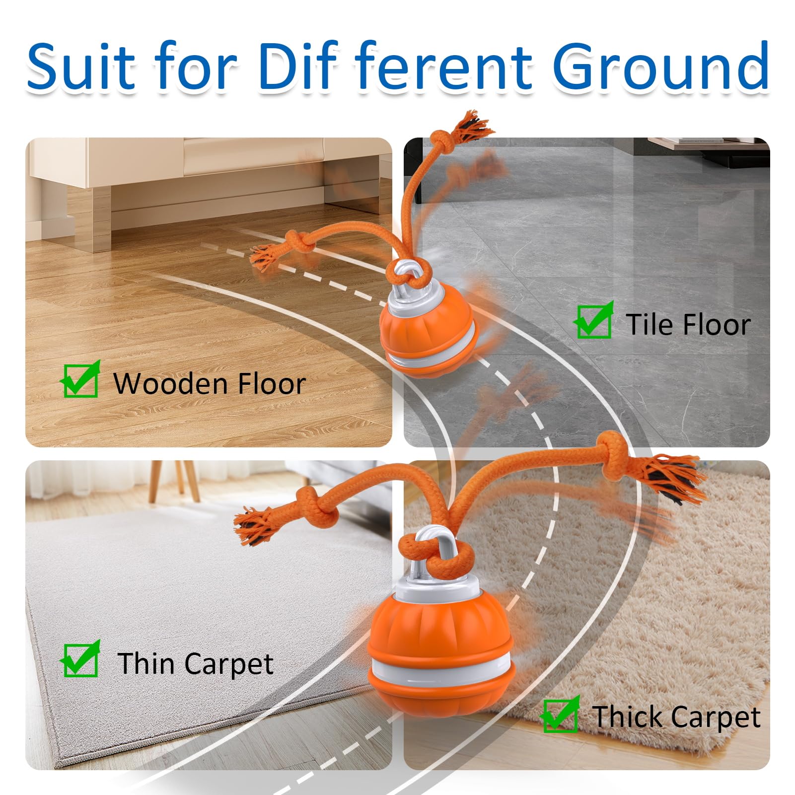 Sofolor USB-rechargeable dog ball charging port close-up for easy power.