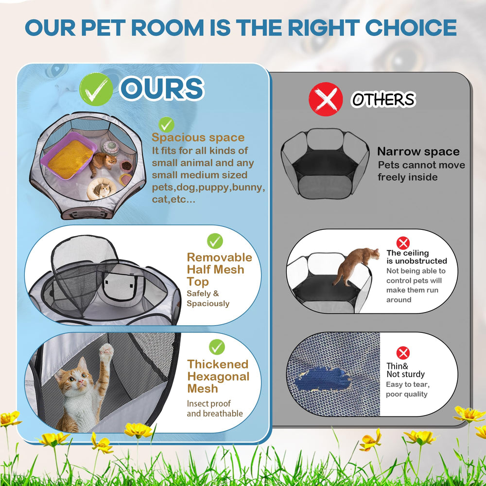 Soft Breathable Small Animal Playpen breathable mesh walls promote airflow.