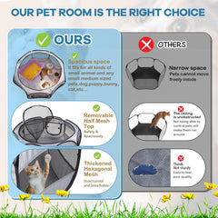 Soft Breathable Small Animal Playpen breathable mesh walls promote airflow.