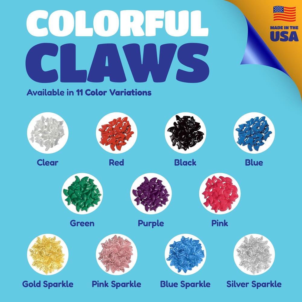 Soft Claws blue nail caps and adhesive tubes for safe application.