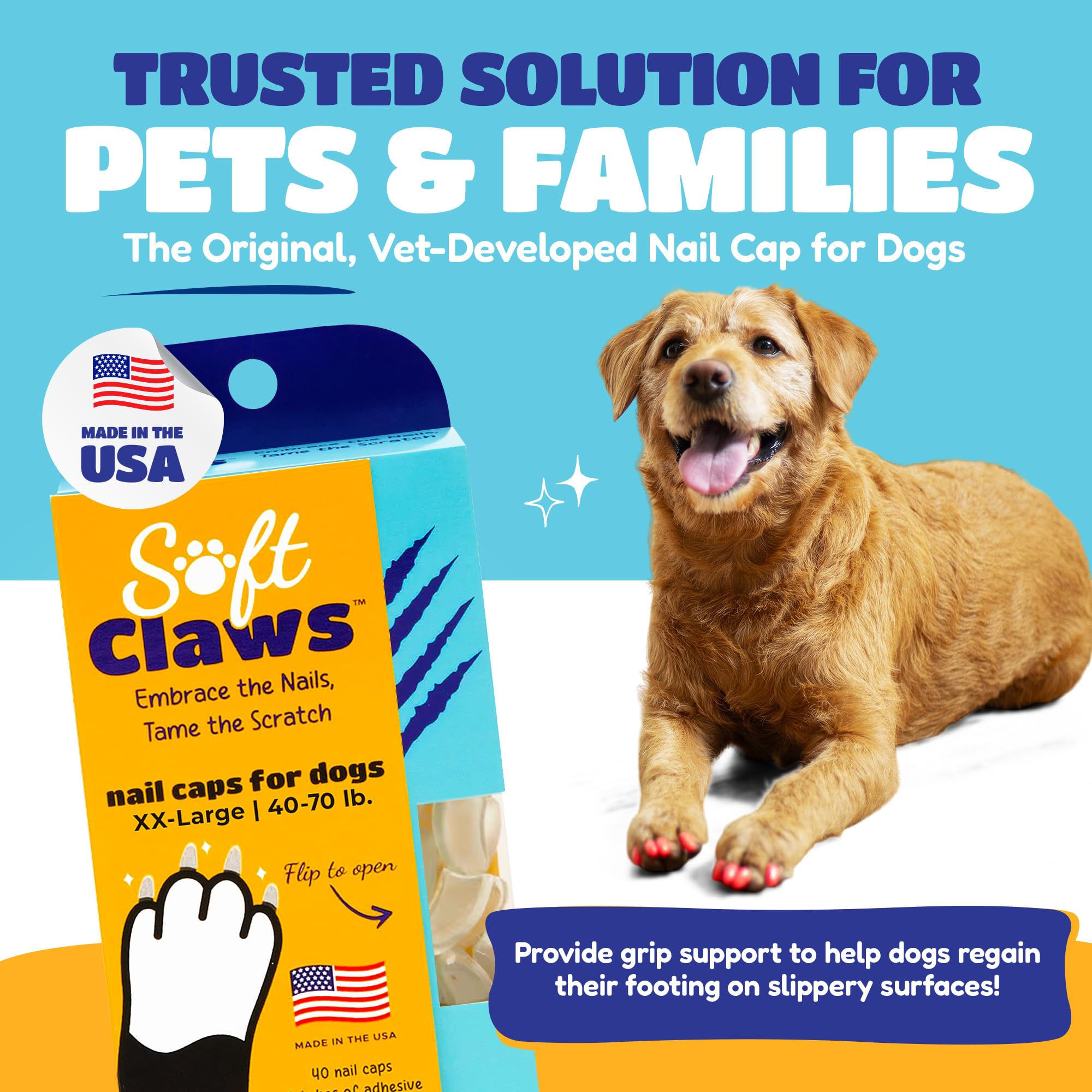 Soft Claws XXL green nail caps for dogs with secure fit and stability