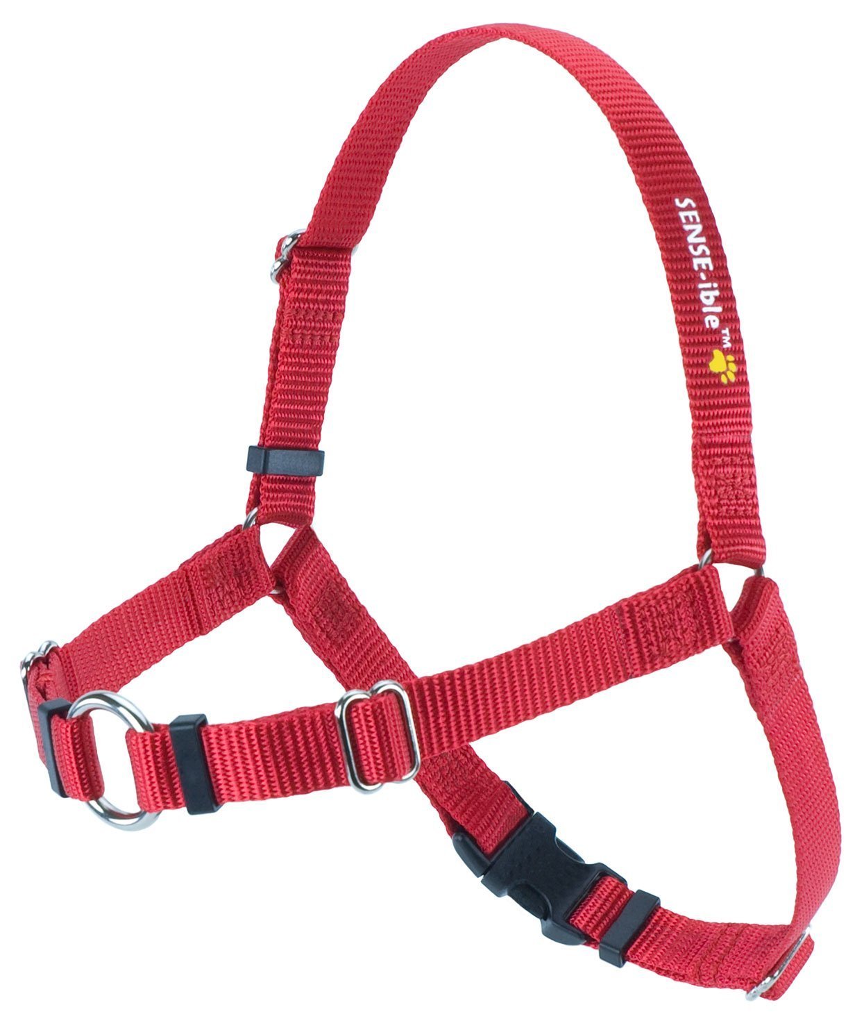 Softouch Sense-Ation Harness red medium front view reduces pulling and improves leash control for training