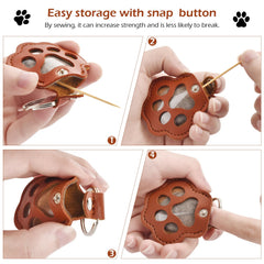softum cat dog hair keychain leather texture close-up shows premium materials