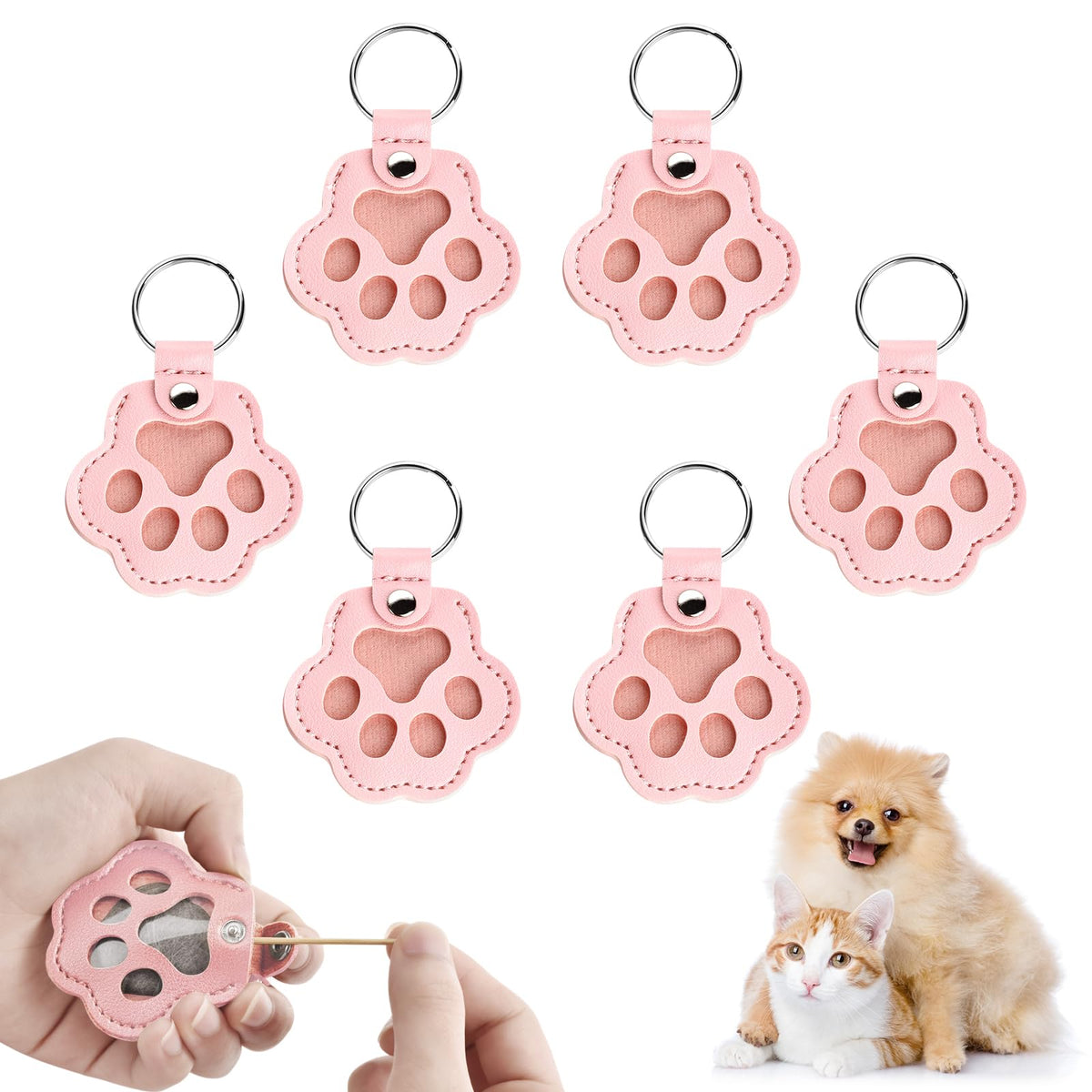 softum pink dog hair keychain on backpack with leather finish and fur capsule.