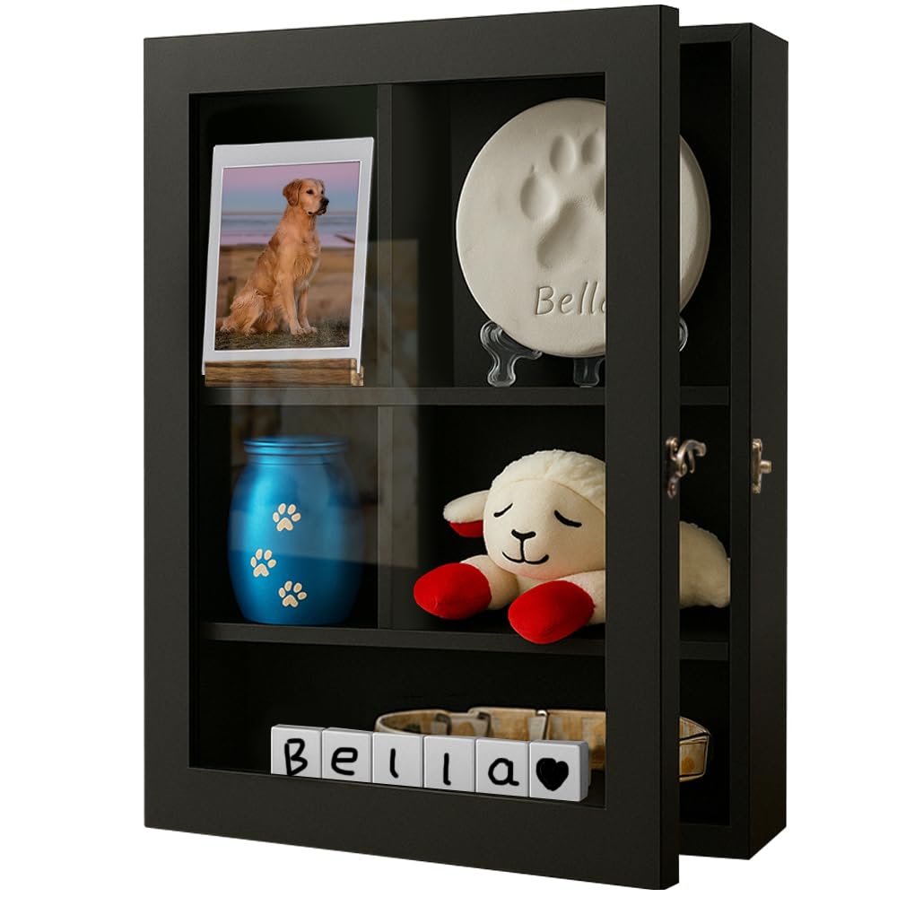 Sofunii Pet Memorial Shadow Box front view highlights a stylish memory display for cherished keepsakes.