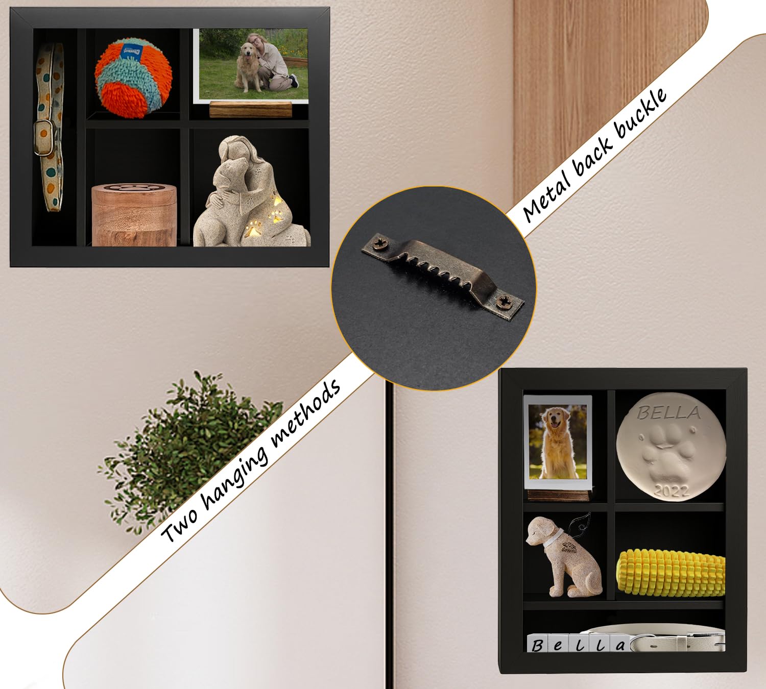 Sofunii Pet Memorial Shadow Box pine build offers natural warmth and durable construction.